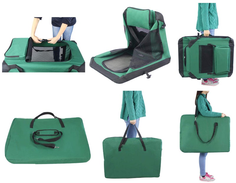 EliteField 3-Door Folding Soft Dog Crate with Carrying Bag and Fleece Bed (2 Year Warranty), Indoor & Outdoor Pet Home (30" L x 21" W x 24" H, Green) - Image 5